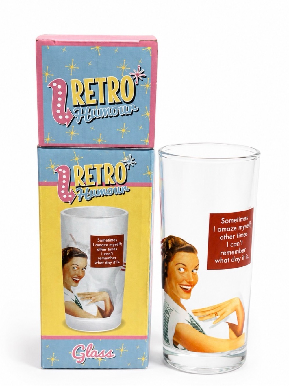 Retro Humour Drinking Glass - NIB